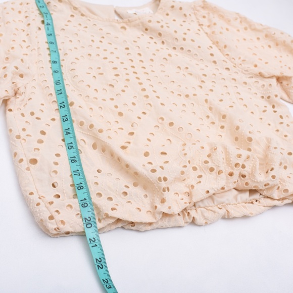 Feminine Eyelet Puff Sleeves Blouse Cute Girly Coquette Cream Medium - Picture 10 of 14